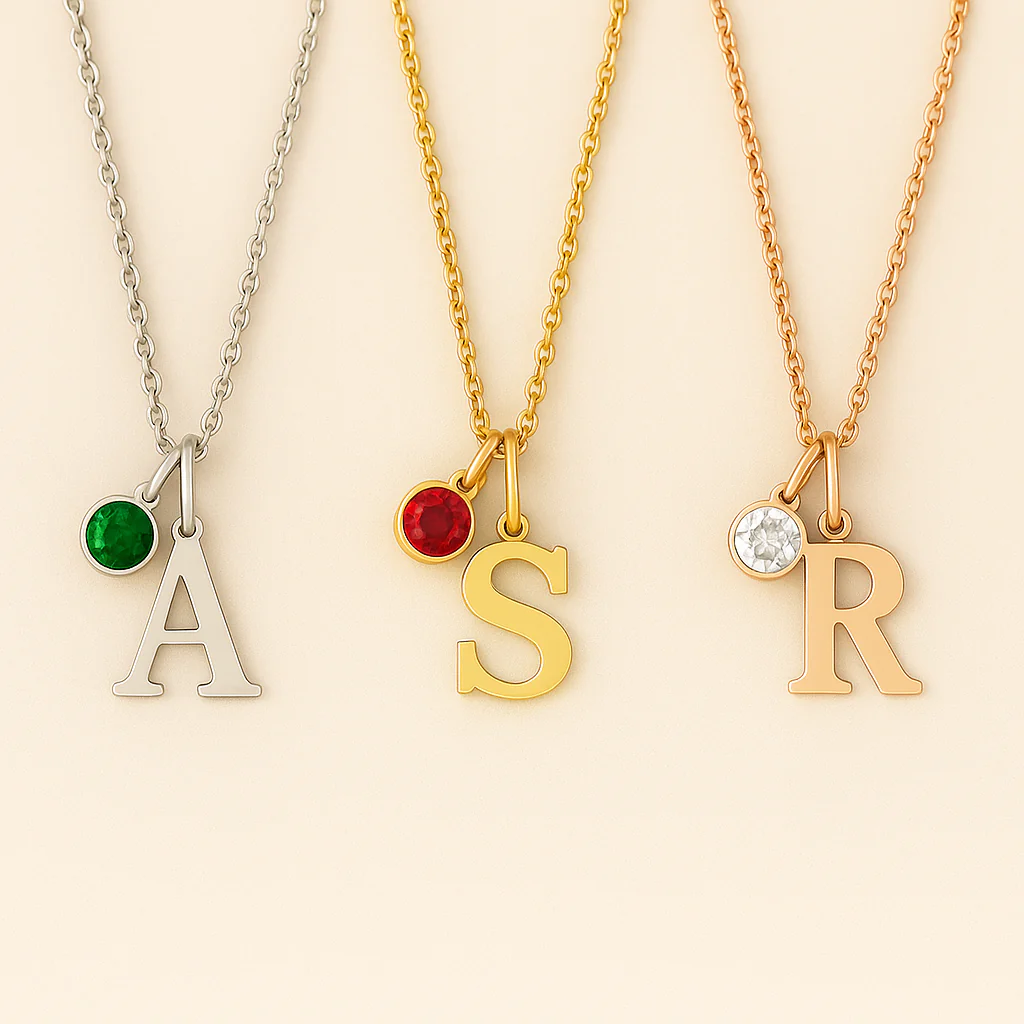The Solarié Birthstone Initial Necklace