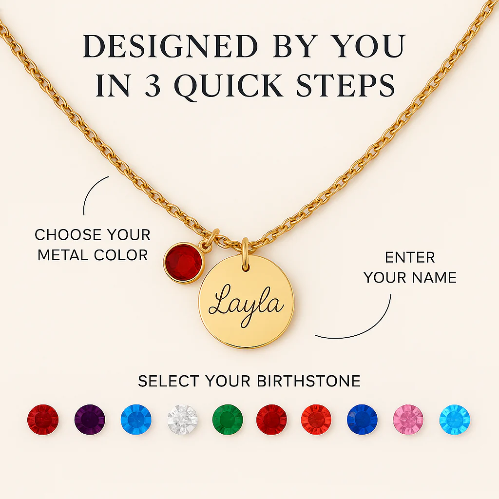 The Solarié Personalized Name + Birthstone Necklace - Image 2